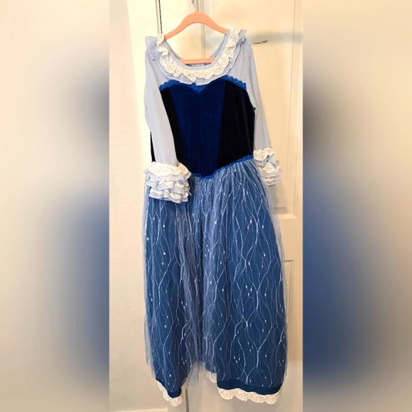 NWT Only Little Once Little Mermaid Blue Velvet Dress Girls Size 12 - Picture 1 of 4